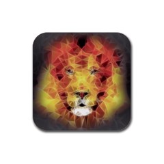 Fractal Lion Rubber Square Coaster (4 Pack)  by Sudhe