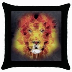 Fractal Lion Throw Pillow Case (black) by Sudhe