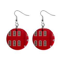 Red House Mini Button Earrings