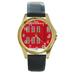 Red House Round Gold Metal Watch by Sudhe