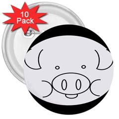 Pig Logo 3  Buttons (10 Pack)  by Sudhe