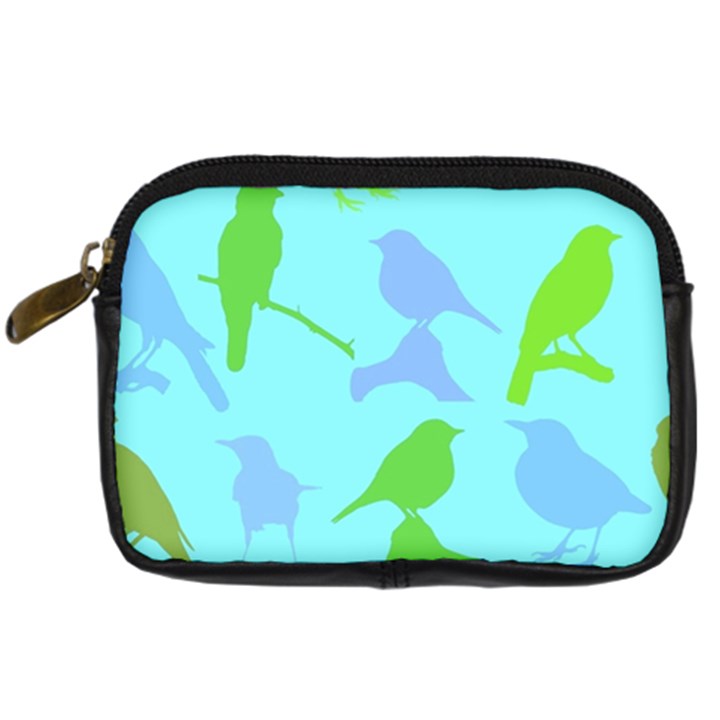 Bird Watching - Light Blue Green- Digital Camera Leather Case