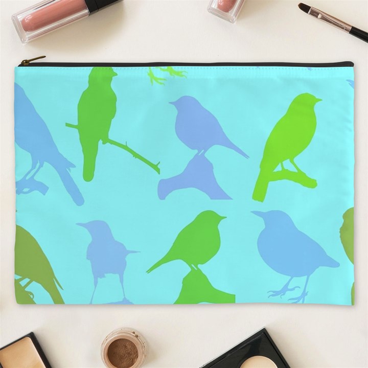 Bird Watching - Light Blue Green- Cosmetic Bag (XXXL)