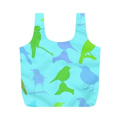 Bird Watching - Light Blue Green- Full Print Recycle Bag (m) by WensdaiAmbrose