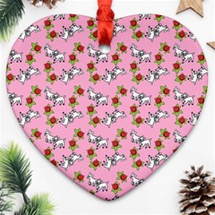 Lamb Pattern Pink Heart Ornament (two Sides) by snowwhitegirl