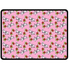 Lamb Pattern Pink Fleece Blanket (large)  by snowwhitegirl