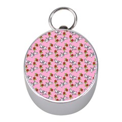 Lamb Pattern Pink Mini Silver Compasses by snowwhitegirl