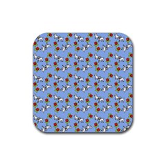 Lamb Pattern Blue Rubber Coaster (square)  by snowwhitegirl