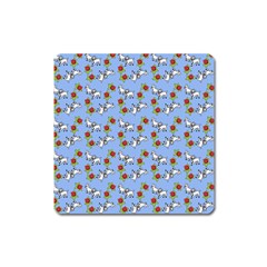 Lamb Pattern Blue Square Magnet by snowwhitegirl