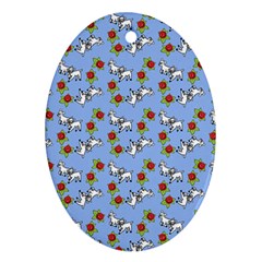 Lamb Pattern Blue Oval Ornament (two Sides) by snowwhitegirl