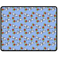 Lamb Pattern Blue Fleece Blanket (medium)  by snowwhitegirl