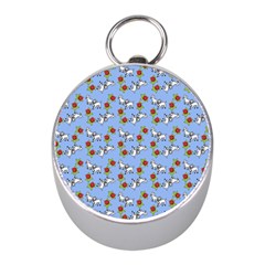 Lamb Pattern Blue Mini Silver Compasses by snowwhitegirl