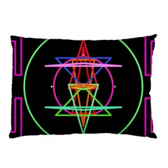 Drawing Of A Color Mandala On Black Pillow Case (two Sides) by Sudhe