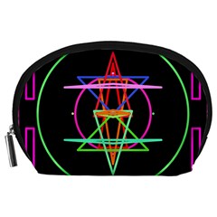 Drawing Of A Color Mandala On Black Accessory Pouch (large) by Sudhe