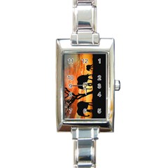 Family Of African Elephants Rectangle Italian Charm Watch by Sudhe