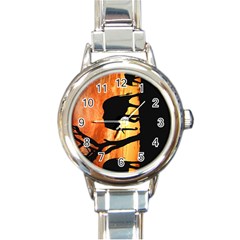 Family Of African Elephants Round Italian Charm Watch by Sudhe