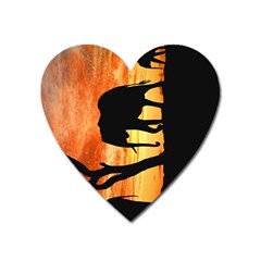 Family Of African Elephants Heart Magnet by Sudhe