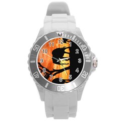 Family Of African Elephants Round Plastic Sport Watch (l) by Sudhe