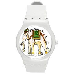 Elephant Indian Animal Design Round Plastic Sport Watch (m) by Sudhe