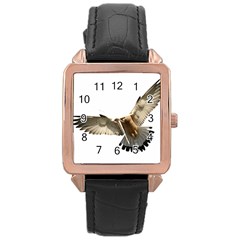 Eagle Rose Gold Leather Watch 