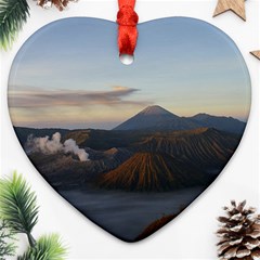 Sunrise Mount Bromo Tengger Semeru National Park  Indonesia Heart Ornament (two Sides) by Sudhe