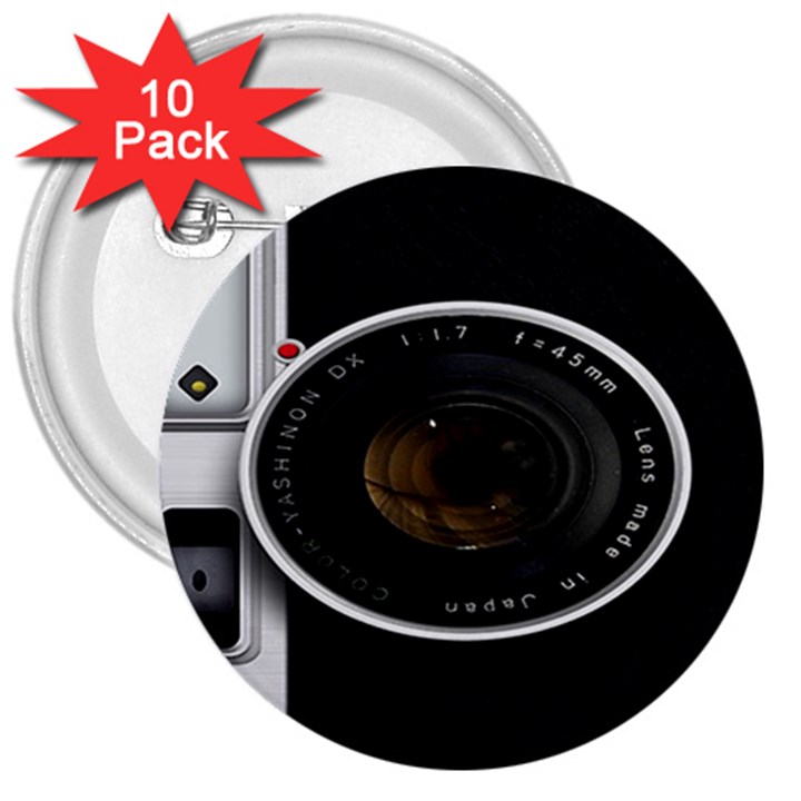 Vintage Camera 3  Buttons (10 pack) 