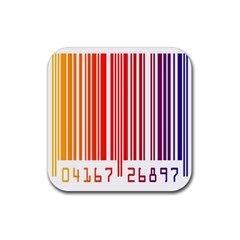 Colorful Gradient Barcode Rubber Coaster (square)  by Sudhe