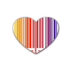 Colorful Gradient Barcode Rubber Coaster (heart)  by Sudhe