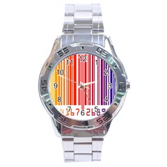 Colorful Gradient Barcode Stainless Steel Analogue Watch by Sudhe