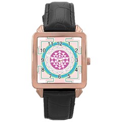 Mandala Design Arts Indian Rose Gold Leather Watch  by Sudhe