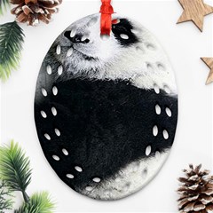 Panda Bear Sleeping Ornament (oval Filigree) by Sudhe