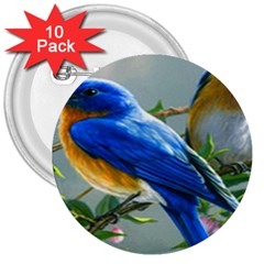 Loving Birds 3  Buttons (10 Pack) 