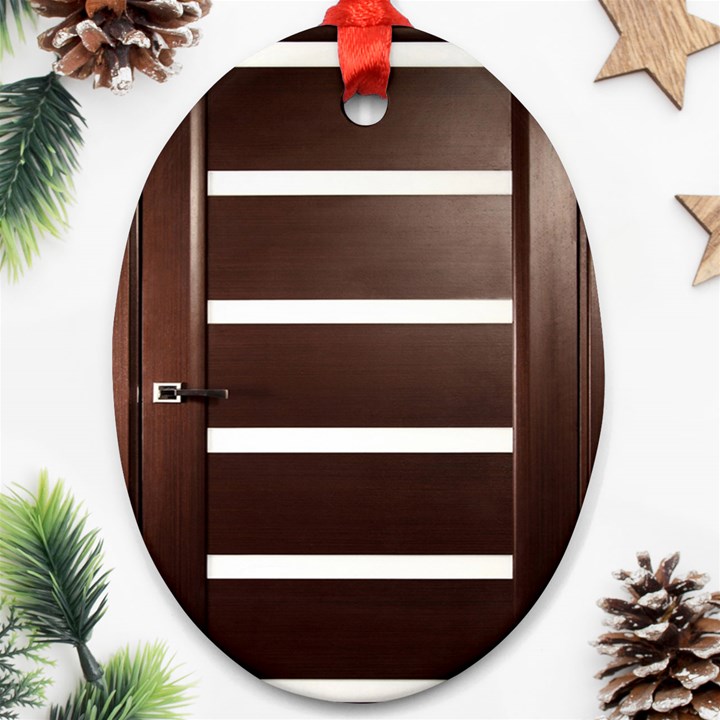 Minimalis Brown Door Oval Ornament (Two Sides)