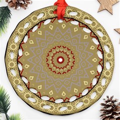 Mandala Art Ornament Pattern Round Filigree Ornament (two Sides) by Sudhe