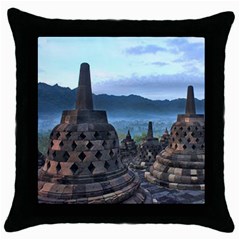 Borobudur Temple  Morning Serenade Throw Pillow Case (black) by Sudhe