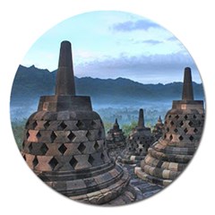 Borobudur Temple  Morning Serenade Magnet 5  (round) by Sudhe