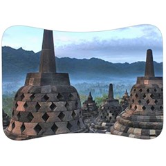 Borobudur Temple  Morning Serenade Velour Seat Head Rest Cushion by Sudhe