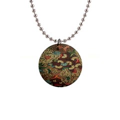 Colorful The Beautiful Of Art Indonesian Batik Pattern 1  Button Necklace by Sudhe