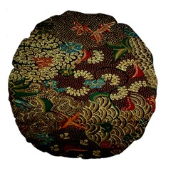 Colorful The Beautiful Of Art Indonesian Batik Pattern Large 18  Premium Round Cushions by Sudhe