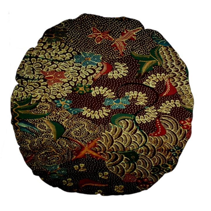 Colorful The Beautiful Of Art Indonesian Batik Pattern Large 18  Premium Round Cushions