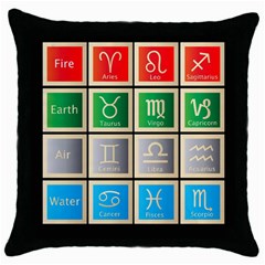 Set Of The Twelve Signs Of The Zodiac Astrology Birth Symbols Throw Pillow Case (black) by Sudhe