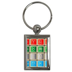 Set Of The Twelve Signs Of The Zodiac Astrology Birth Symbols Key Chains (rectangle)  by Sudhe