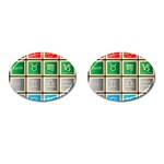 Set Of The Twelve Signs Of The Zodiac Astrology Birth Symbols Cufflinks (Oval) Front(Pair)