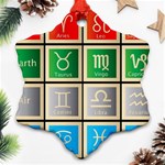 Set Of The Twelve Signs Of The Zodiac Astrology Birth Symbols Snowflake Ornament (Two Sides) Front