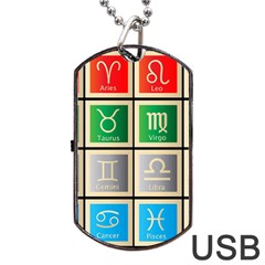 Set Of The Twelve Signs Of The Zodiac Astrology Birth Symbols Dog Tag Usb Flash (one Side) by Sudhe