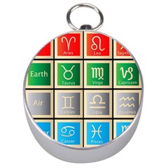 Set Of The Twelve Signs Of The Zodiac Astrology Birth Symbols Silver Compasses by Sudhe