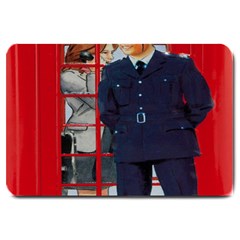 Red London Phone Boxes Large Doormat  by Sudhe