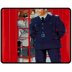 Red London Phone Boxes Fleece Blanket (medium)  by Sudhe