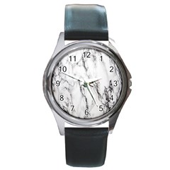 Marble Granite Pattern And Texture Round Metal Watch by Sudhe