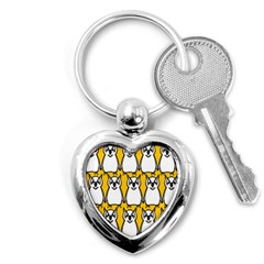 Yellow Owl Background Key Chains (heart)  by Sudhe